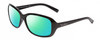 Profile View of Bolle MOLLY Designer Polarized Reading Sunglasses with Custom Cut Powered Green Mirror Lenses in Shiny Black Unisex Oval Full Rim Acetate 56 mm