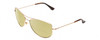 Profile View of KATE SPADE ALLY Designer Polarized Reading Sunglasses with Custom Cut Powered Sun Flower Yellow Lenses in Gold/Brown Stripe Ladies Pilot Full Rim Metal 60 mm