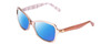 Profile View of KATE SPADE AYLEEN Designer Polarized Sunglasses with Custom Cut Blue Mirror Lenses in Pink Crystal/White Ladies Panthos Full Rim Acetate 56 mm
