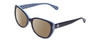 Profile View of KATE SPADE AUGUSTA Designer Polarized Sunglasses with Custom Cut Amber Brown Lenses in Light Blue/Navy Floral Ladies Cat Eye Full Rim Acetate 54 mm