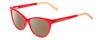 Profile View of Kate Spade JOHNESHA Designer Polarized Sunglasses with Custom Cut Amber Brown Lenses in Red Crystal & Peach W/ White Polka Dots Ladies Cat Eye Full Rim Acetate 52 mm