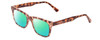 Profile View of Prive Revaux Expert Designer Polarized Reading Sunglasses with Custom Cut Powered Green Mirror Lenses in Blush Pink Brown Crystal Tortoise Havana Unisex Rectangle Full Rim Acetate 50 mm