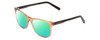 Profile View of Prive Revaux On The Wire Designer Polarized Reading Sunglasses with Custom Cut Powered Green Mirror Lenses in Crystal Cantaloupe Orange Blue Unisex Cateye Full Rim Acetate 52 mm
