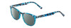 Profile View of Prive Revaux Show Off Single Designer Polarized Sunglasses with Custom Cut Smoke Grey Lenses in Blue Tortoise Havana Ladies Round Full Rim Acetate 48 mm