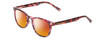 Profile View of Prive Revaux Show Off Single Designer Polarized Sunglasses with Custom Cut Red Mirror Lenses in Rose Red Tortoise Havana Crystal Ladies Round Full Rim Acetate 48 mm
