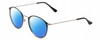 Profile View of Prive Revaux Rand Designer Polarized Sunglasses with Custom Cut Blue Mirror Lenses in Gloss Black Gunmetal Silver Ladies Round Full Rim Metal 50 mm