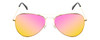 Front View of Prive Revaux Commando Pilot Sunglasses in Gold/Black/Polarize Pink Mirror 60mm