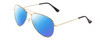 Profile View of Prive Revaux Commando Designer Polarized Reading Sunglasses with Custom Cut Powered Blue Mirror Lenses in Champagne Gold/Black Unisex Pilot Full Rim Metal 60 mm