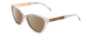 Profile View of Prive Revaux Hepburn 2.0 Designer Polarized Sunglasses with Custom Cut Amber Brown Lenses in Splash White Grey Marble/Gold Ladies Cateye Full Rim Acetate 56 mm