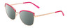 Profile View of Prive Revaux Copycat Designer Polarized Reading Sunglasses with Custom Cut Powered Smoke Grey Lenses in Fuchsia Pink/Rose Gold  Ladies Cateye Full Rim Metal 55 mm