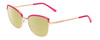 Profile View of Prive Revaux Copycat Designer Polarized Reading Sunglasses with Custom Cut Powered Sun Flower Yellow Lenses in Fuchsia Pink/Rose Gold  Ladies Cateye Full Rim Metal 55 mm