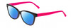 Profile View of Prive Revaux Good Notes Designer Polarized Reading Sunglasses with Custom Cut Powered Blue Mirror Lenses in Caviar Black Bubblegum Pink Ladies Cateye Full Rim Acetate 56 mm