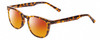 Profile View of Prive Revaux Show Off Single Designer Polarized Sunglasses with Custom Cut Red Mirror Lenses in Toffee Brown Tortoise Havana Ladies Round Full Rim Acetate 48 mm