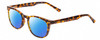 Profile View of Prive Revaux Show Off Single Designer Polarized Reading Sunglasses with Custom Cut Powered Blue Mirror Lenses in Toffee Brown Tortoise Havana Ladies Round Full Rim Acetate 48 mm