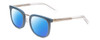 Profile View of Prive Revaux Alchemist Designer Polarized Sunglasses with Custom Cut Blue Mirror Lenses in Teal Stone Blue/Clear Crystal Unisex Square Full Rim Acetate 50 mm