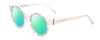 Profile View of Prive Revaux Industry Disrupter Designer Polarized Reading Sunglasses with Custom Cut Powered Green Mirror Lenses in Matte Splash White Unisex Round Full Rim Acetate 41 mm