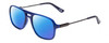Profile View of Prive Revaux 3.0.5 Designer Polarized Reading Sunglasses with Custom Cut Powered Blue Mirror Lenses in Midnight Crystal Blue/Gunmetal Unisex Pilot Full Rim Acetate 56 mm