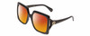 Profile View of Gucci GG0876S Designer Polarized Sunglasses with Custom Cut Red Mirror Lenses in Gloss Black Gold Logo Ladies Square Full Rim Acetate 60 mm