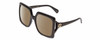 Profile View of Gucci GG0876S Designer Polarized Reading Sunglasses with Custom Cut Powered Amber Brown Lenses in Gloss Black Gold Logo Ladies Square Full Rim Acetate 60 mm