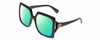 Profile View of Gucci GG0876S Designer Polarized Reading Sunglasses with Custom Cut Powered Green Mirror Lenses in Gloss Black Gold Logo Ladies Square Full Rim Acetate 60 mm