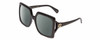 Profile View of Gucci GG0876S Designer Polarized Reading Sunglasses with Custom Cut Powered Smoke Grey Lenses in Gloss Black Gold Logo Ladies Square Full Rim Acetate 60 mm