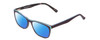 Profile View of Marie Claire MC6211 Designer Polarized Sunglasses with Custom Cut Blue Mirror Lenses in Matte Plum Purple Sky Blue Tortoise Ladies Panthos Full Rim Acetate 53 mm