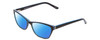 Profile View of Marie Claire MC6223 Designer Polarized Sunglasses with Custom Cut Blue Mirror Lenses in Gloss Black Sky Blue Pink Layer Ladies Cat Eye Full Rim Acetate 54 mm