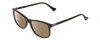 Profile View of Esquire EQ1509 Designer Polarized Sunglasses with Custom Cut Amber Brown Lenses in Black Unisex Square Full Rim Acetate 54 mm
