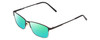 Profile View of Esquire EQ1522 Designer Polarized Reading Sunglasses with Custom Cut Powered Green Mirror Lenses in Black Unisex Square Full Rim Stainless Steel 55 mm