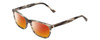 Profile View of Esquire EQ1558 Designer Polarized Sunglasses with Custom Cut Red Mirror Lenses in Matte Grey Marble Unisex Square Full Rim Acetate 54 mm