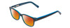 Profile View of Ernest Hemingway H4689 Designer Polarized Sunglasses with Custom Cut Red Mirror Lenses in Blue Mens Square Full Rim Acetate 49 mm