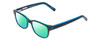 Profile View of Ernest Hemingway H4689 Designer Polarized Reading Sunglasses with Custom Cut Powered Green Mirror Lenses in Blue Mens Square Full Rim Acetate 49 mm