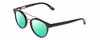 Profile View of Ernest Hemingway H4804 Designer Polarized Reading Sunglasses with Custom Cut Powered Green Mirror Lenses in Black Ladies Oval Full Rim Acetate 47 mm
