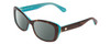 Profile View of Kate Spade CLARETTA Designer Polarized Sunglasses with Custom Cut Smoke Grey Lenses in Tortoise Havana Brown Aqua Blue Ladies Cat Eye Full Rim Acetate 53 mm