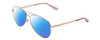 Profile View of Guess GU7615 Designer Polarized Reading Sunglasses with Custom Cut Powered Blue Mirror Lenses in Shiny Rose Gold Pink Ladies Pilot Full Rim Metal 56 mm