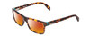 Profile View of Diesel DL5071 Designer Polarized Sunglasses with Custom Cut Red Mirror Lenses in Gloss Dark Tortoise Havana Brown Gold Unisex Rectangular Full Rim Acetate 55 mm