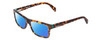 Profile View of Diesel DL5071 Designer Polarized Reading Sunglasses with Custom Cut Powered Blue Mirror Lenses in Gloss Dark Tortoise Havana Brown Gold Unisex Rectangular Full Rim Acetate 55 mm