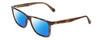 Profile View of Guess GU6935 Designer Polarized Sunglasses with Custom Cut Blue Mirror Lenses in Cold Glaze Tortoise Havana Green Unisex Rectangular Full Rim Acetate 55 mm