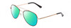 Profile View of Kenneth Cole Reaction KC2837 Designer Polarized Reading Sunglasses with Custom Cut Powered Green Mirror Lenses in Rose Gold Black Ladies Pilot Full Rim Metal 55 mm