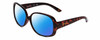 Profile View of Skechers SE6014 Designer Polarized Sunglasses with Custom Cut Blue Mirror Lenses in Tortoise Havana Crystal Ladies Round Full Rim Acetate 58 mm