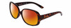 Profile View of Skechers SE6014 Designer Polarized Sunglasses with Custom Cut Red Mirror Lenses in Tortoise Havana Crystal Ladies Round Full Rim Acetate 58 mm