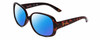 Profile View of Skechers SE6014 Designer Polarized Reading Sunglasses with Custom Cut Powered Blue Mirror Lenses in Tortoise Havana Crystal Ladies Round Full Rim Acetate 58 mm