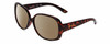 Profile View of Skechers SE6014 Designer Polarized Reading Sunglasses with Custom Cut Powered Amber Brown Lenses in Tortoise Havana Crystal Ladies Round Full Rim Acetate 58 mm