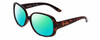 Profile View of Skechers SE6014 Designer Polarized Reading Sunglasses with Custom Cut Powered Green Mirror Lenses in Tortoise Havana Crystal Ladies Round Full Rim Acetate 58 mm