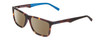 Profile View of Timberland TB9174 Designer Polarized Reading Sunglasses with Custom Cut Powered Amber Brown Lenses in Matte Tortoise Havana Sapphire Mens Rectangular Full Rim Acetate 56 mm