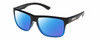 Profile View of Suncloud Rambler Designer Polarized Reading Sunglasses with Custom Cut Powered Blue Mirror Lenses in Black Blue Fade Mens Square Full Rim Acetate 57 mm
