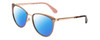 Profile View of Kate Spade JABREA Designer Polarized Sunglasses with Custom Cut Blue Mirror Lenses in Rose Gold Metallic Brown Tortoise Ladies Cat Eye Full Rim Metal 57 mm