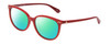 Profile View of Kate Spade ALINA Designer Polarized Reading Sunglasses with Custom Cut Powered Green Mirror Lenses in Cherry Red Ladies Oval Full Rim Acetate 55 mm