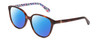 Profile View of Kate Spade VIENNE Designer Polarized Reading Sunglasses with Custom Cut Powered Blue Mirror Lenses in Tortoise Havana Colorful Floral White Ladies Cat Eye Full Rim Acetate 54 mm