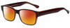 Profile View of 2000 and Beyond 3079 Designer Polarized Sunglasses with Custom Cut Red Mirror Lenses in Gloss Brown Unisex Square Full Rim Acetate 60 mm